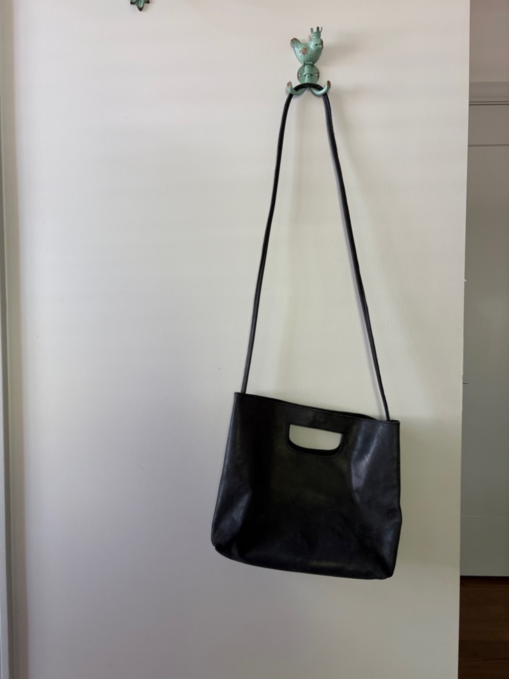 ABLE Black Leather Shoulder/Crossbody Bag